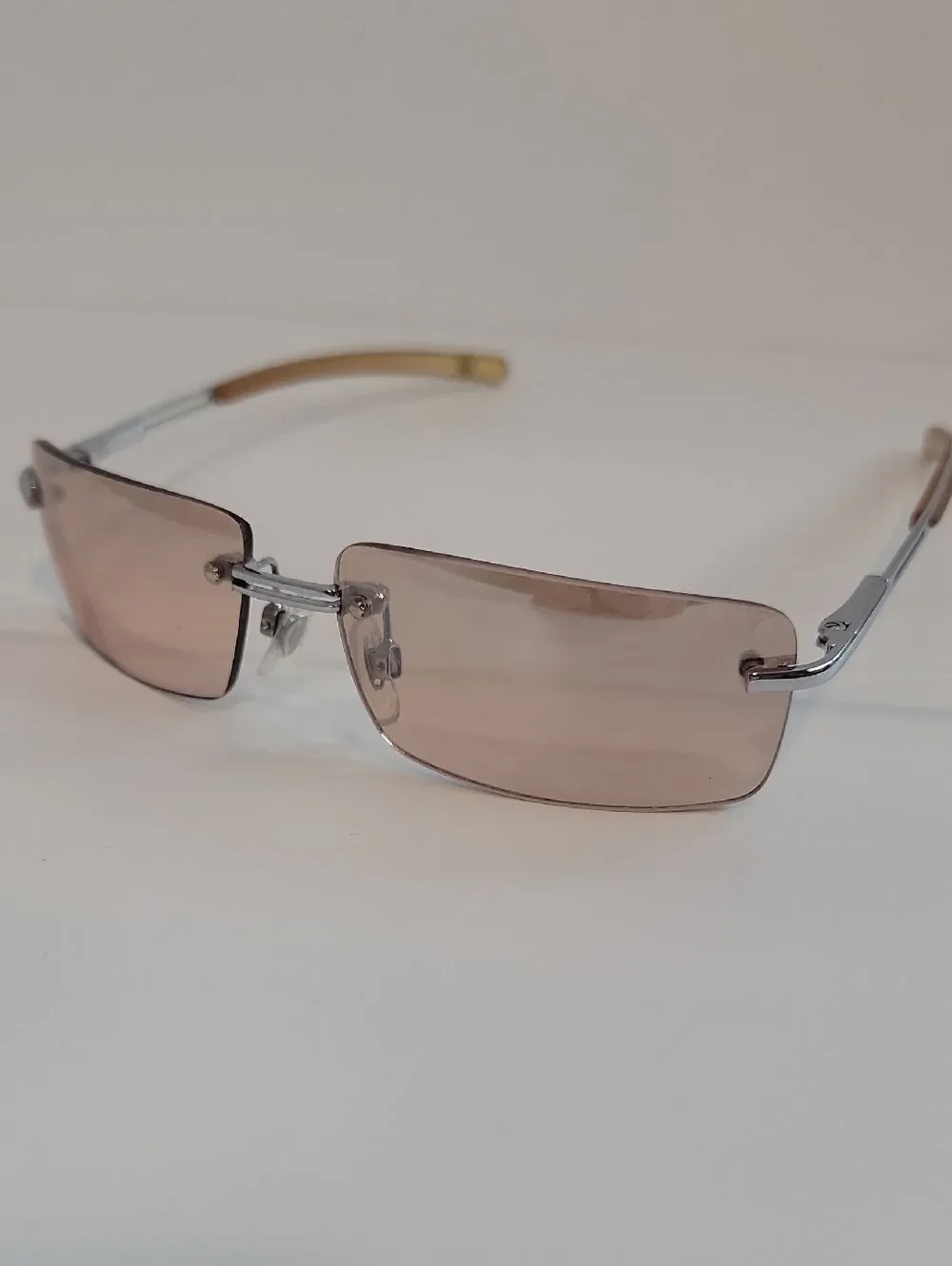 Rimless Rectangular Sunglasses with Light Brown Lenses No Brand